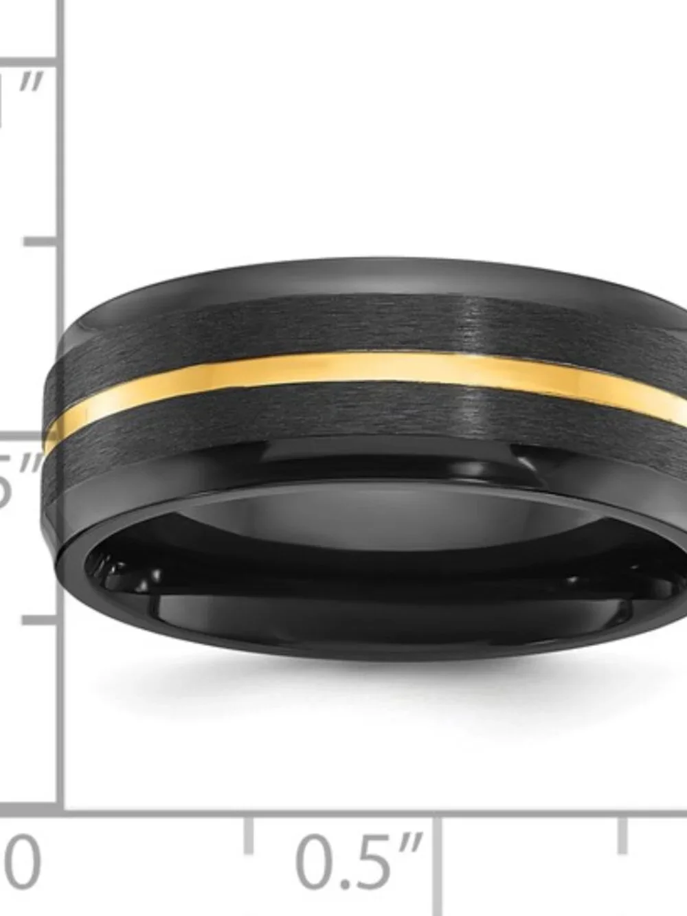 NWT Chisel Black Zirconium 8mm Wedding Band Yellow Gold IP Polished Accents